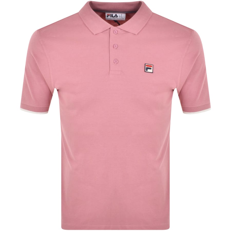 Fila Vintage Tipped Rib Basic Polo T Shirt Pink